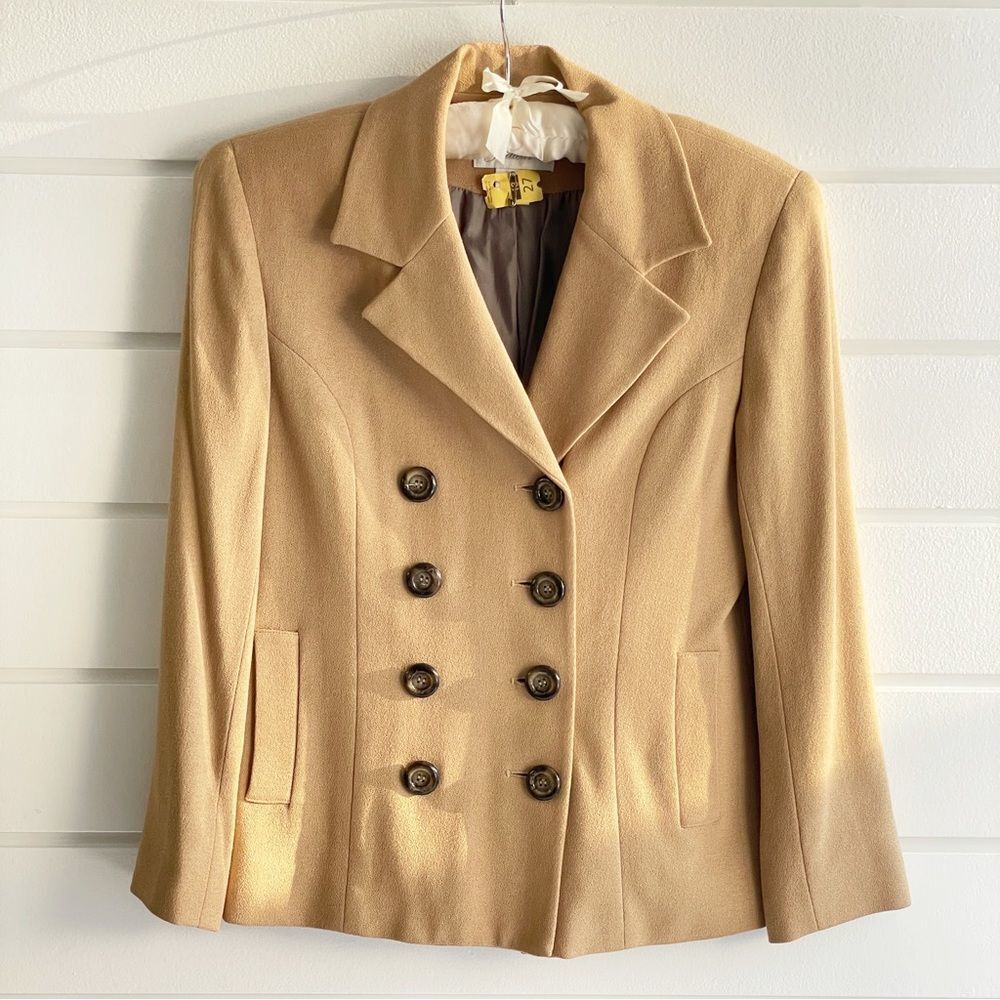 Express Tailleur Camel Wool Blend Double Breasted… - image 1
